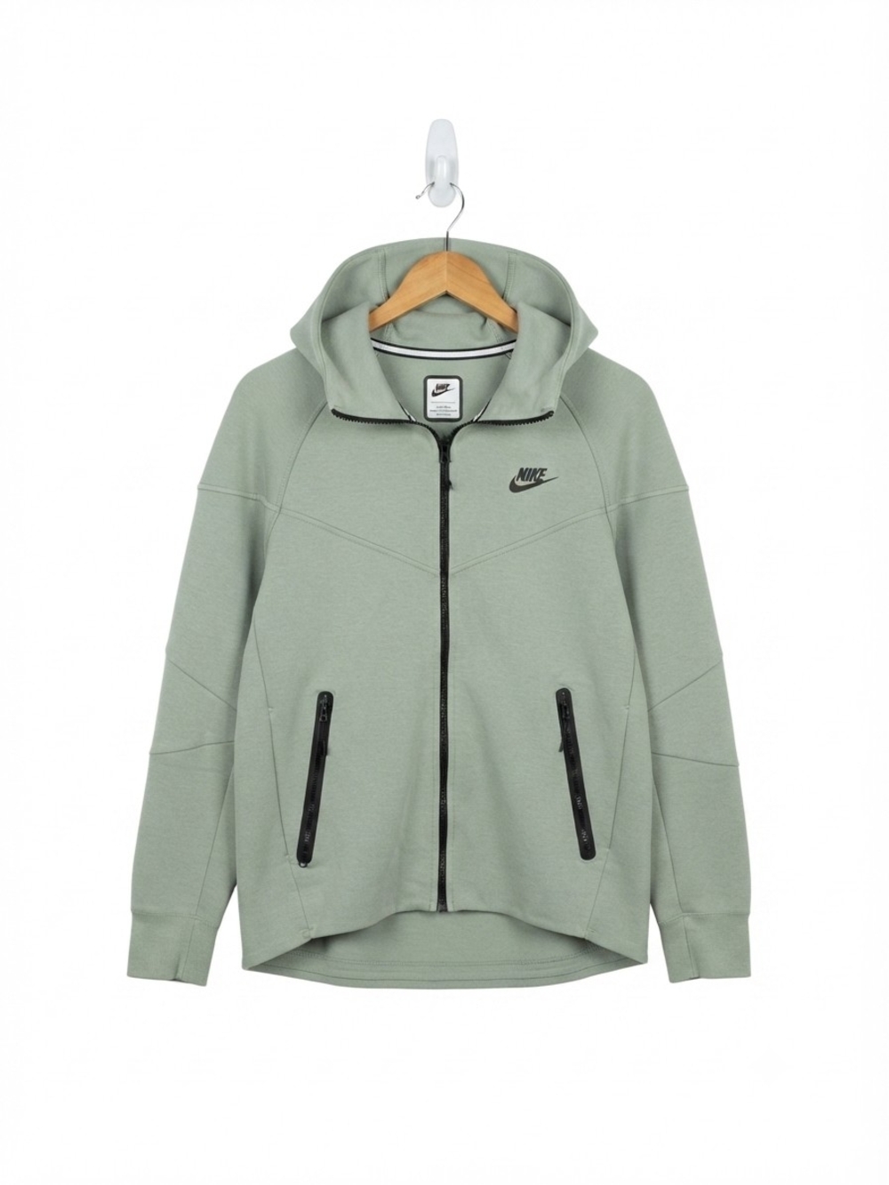 Nike Light Sage Green Tech Fleece Hooded Zip Jacket Size M